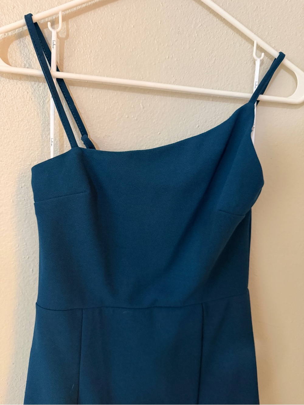LuLus Dark Teal Blue Asymmetrical Midi Dress - Picture 4 of 7